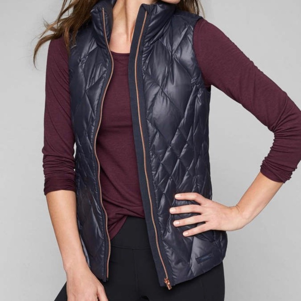 Athleta Responsible Quilted Puffer Vest XXS Navy